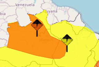 Roraima tem dois alertas de chuva emitidos pelo Inmet