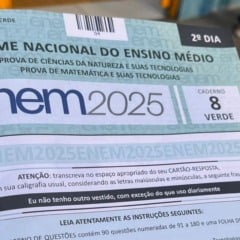 Prova do segundo dia do Enem 2025 tinha questões de Ciências da Natureza e Matemática. (Foto: Dina Vieira/FolhaBV).