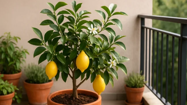 limão-siciliano em vaso