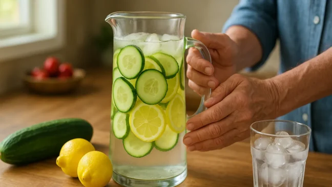 receita refrescante com pepino e limão que desintoxica e ajuda a eliminar toxinas