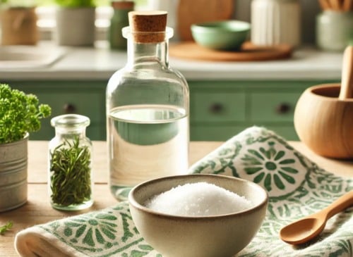 Vinagre e sal são produtos que são facilmente encontrados em casa (Foto: Reprodução)