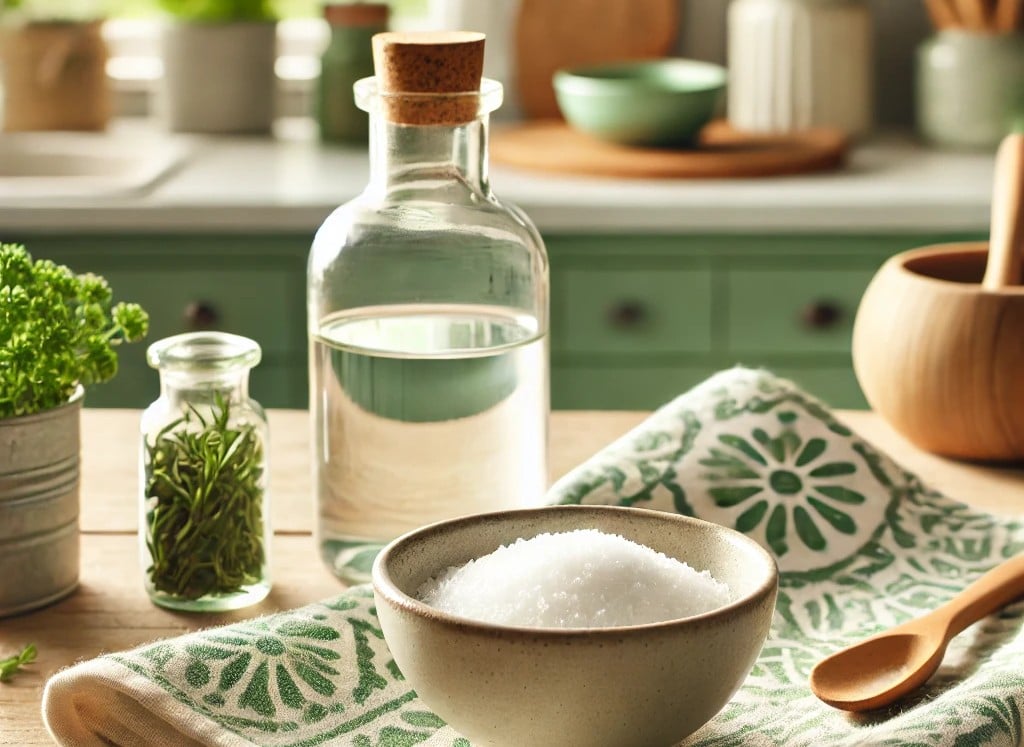 Vinagre e sal são produtos que são facilmente encontrados em casa (Foto: Reprodução)