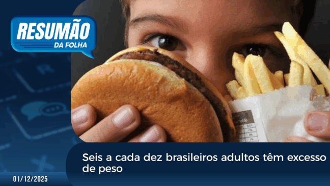 Resumão da Folha: Seis a cada dez brasileiros adultos têm excesso de peso