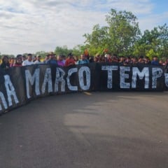 A mobiliza&ccedil;&atilde;o na rodovia federal re&uacute;ne ind&iacute;genas de diversas regi&otilde;es de Roraima.(Foto: Divulga&ccedil;&atilde;o).