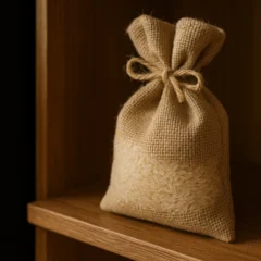 Colocar um saquinho de arroz no guarda-roupa pode evitar mofo e mau cheiro em ambientes fechados