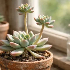 Como a echeveria perde o formato compacto com pouca luz e o que fazer antes que o estiolamento avance