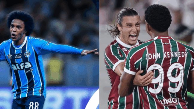 Com objetivos distintos, mas igualmente importantes, Grêmio e Fluminense prometem um duelo intenso na Arena.  (Fotos: Reprodução/Internet)