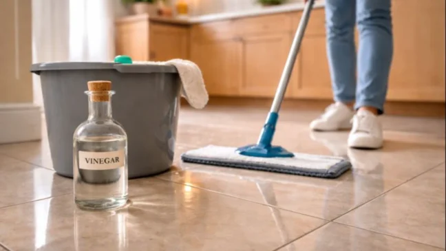 Esse truque com vinagre devolve o brilho do piso opaco sem produtos caros