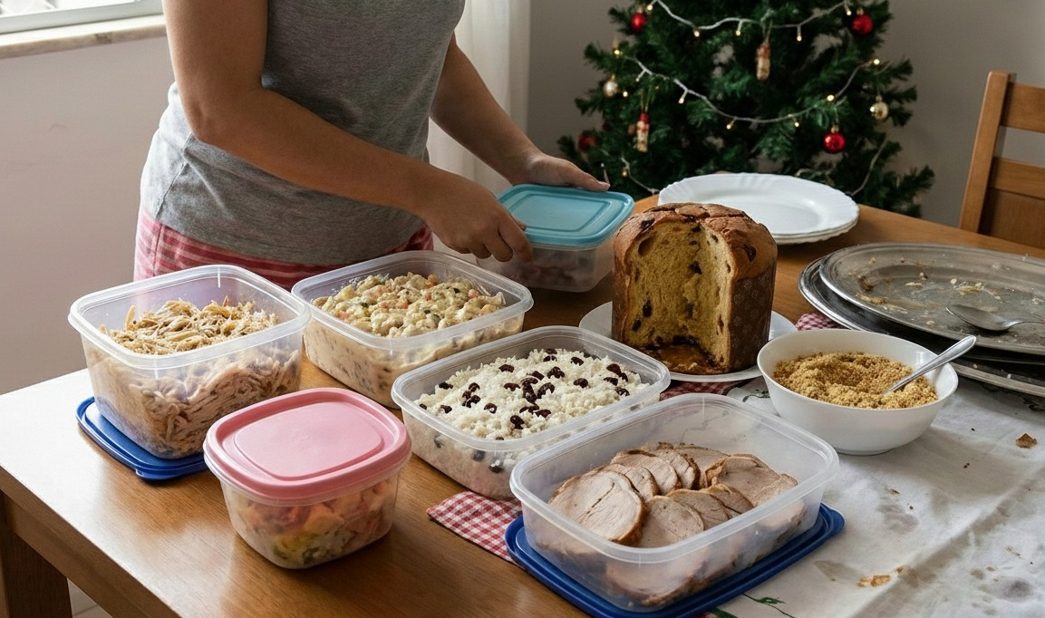 Sobras da ceia são tradição para o dia seguinte- Foto gerada por IA/Ilustrativa Sobras da ceia são tradição para o dia seguinte- Foto gerada por IA/Ilustrativa