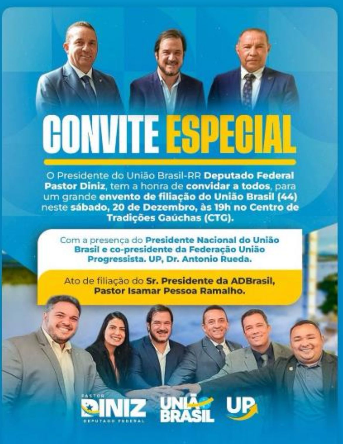 União Brasil realiza evento de filiação em Roraima e oficializa Pastor Diniz na presidência estadual União Brasil realiza evento de filiação em Roraima e oficializa Pastor Diniz na presidência estadual