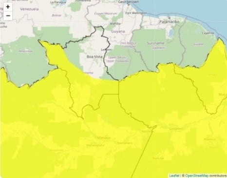 O alerta faz parte de uma extensa instabilidade que também alcança outros estados das regiões Norte e Nordeste do país. (Foto: Inmet) 