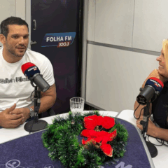 Samir Xaud e entrevista &agrave; jornalista Cida Lacerda. (Foto: FolhaBV)