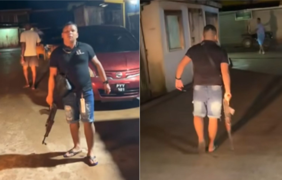 Guiana prende policial bêbado que ameaçou e atirou com fuzil AK-47 em via pública; vídeo