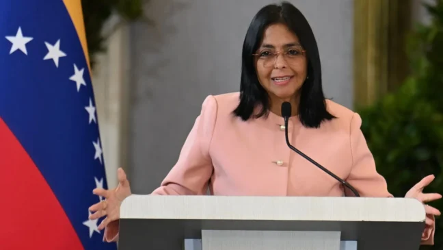 Advogada especializada em direito do trabalho, Delcy Eloína Rodríguez Gómez, de 56 anos, é vice-presidente executiva da Venezuela desde junho de 2018. Foto: AFP