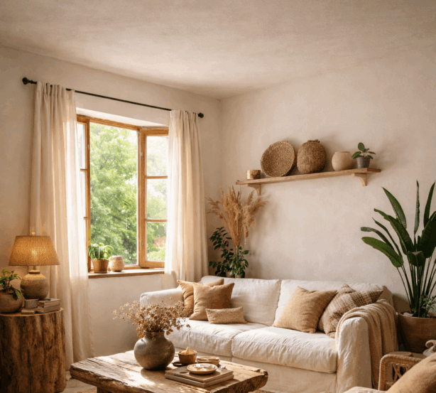 Dica é adicionar materiais naturais no ambiente, como plantas e madeira (Foto: Reprodução)