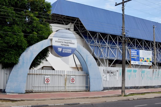 O ginásio Totozão, em obras (Foto: Wenderson Cabral/FolhaBV)