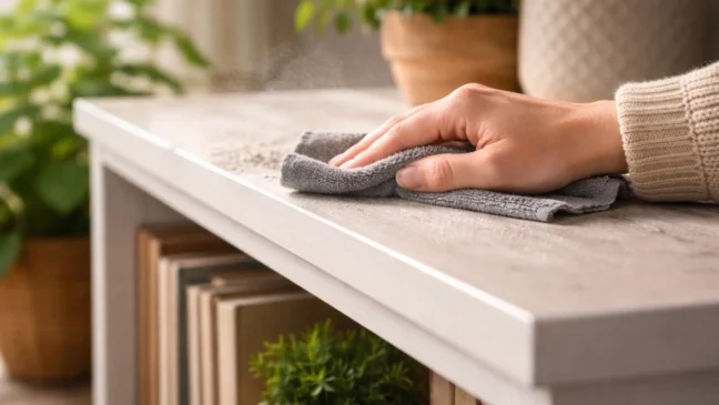 Limpe locais altos na ordem certa em 2 etapas para evitar poeira recorrente