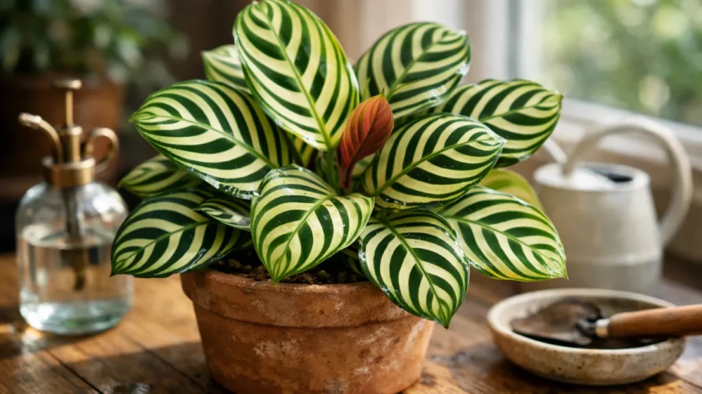 Maranta-riscada faça estes 5 ajustes de luz e rega para que as folhas retomem a cor Maranta-riscada faça estes 5 ajustes de luz e rega para que as folhas retomem a cor