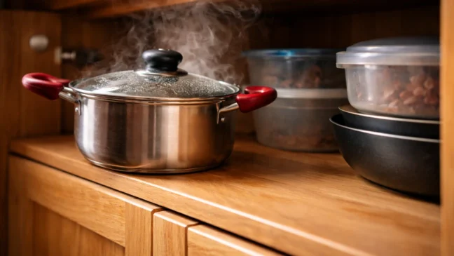 Muita gente guarda panela quente e isso cria um problema invisível no armário