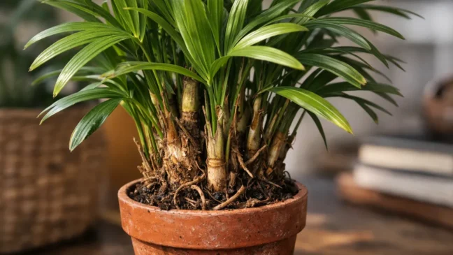 Palmeira ráfia o erro de vaso pequeno que trava o crescimento por anos