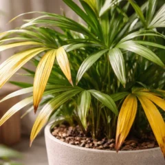 R&aacute;fis-palm com folhas amarelas o limite de rega que muita gente ultrapassa 3 vezes por semana sem notar