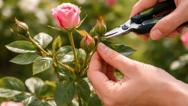 Rosa quantos botões eliminar para flores maiores e mais vistosas