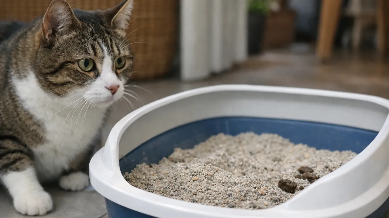 Gato que para de usar a caixa de areia geralmente está avisando sobre algo