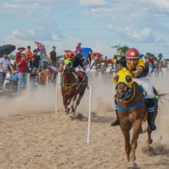 Cavalos disputam palmo a palmo uma das provas do circuito / Pablo Magalh&atilde;es 