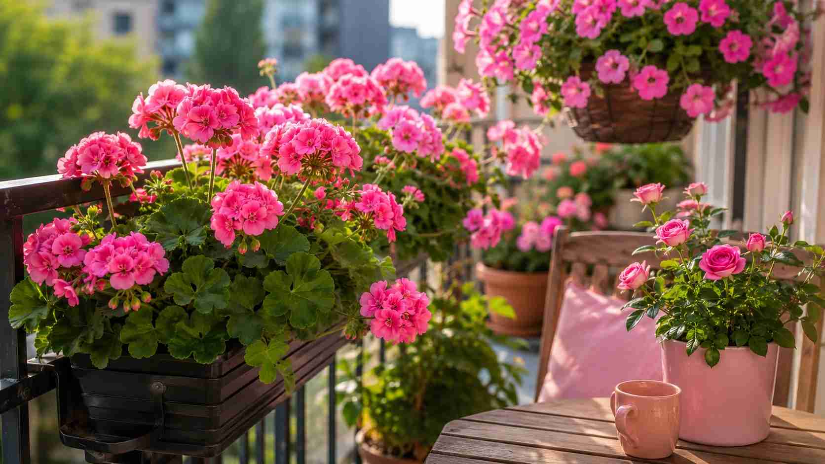 Flores Cor-de-Rosa Transformam Varandas em Cenários Românticos