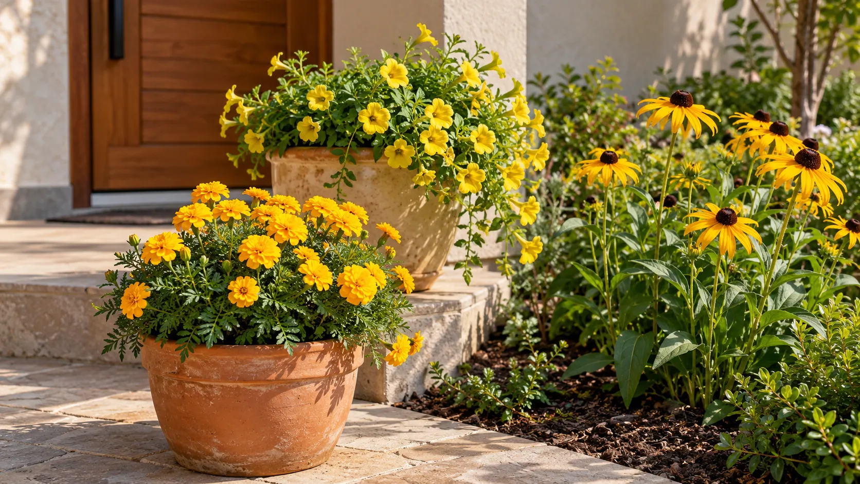 8 plantas com flores amarelas para dar destaque à entrada da casa; compare opções para vasos e canteiros e descubra o espaço necessário para cada uma