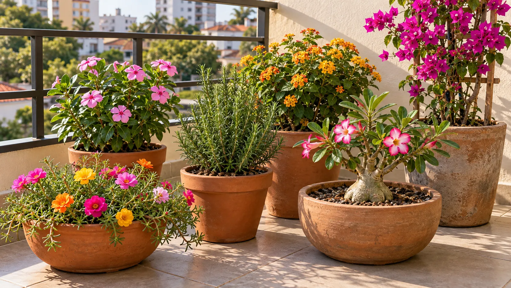 Sua varanda recebe sol à tarde? Conheça 6 plantas para cultivar nesse espaço e saiba como o tamanho do vaso influencia a frequência das regas