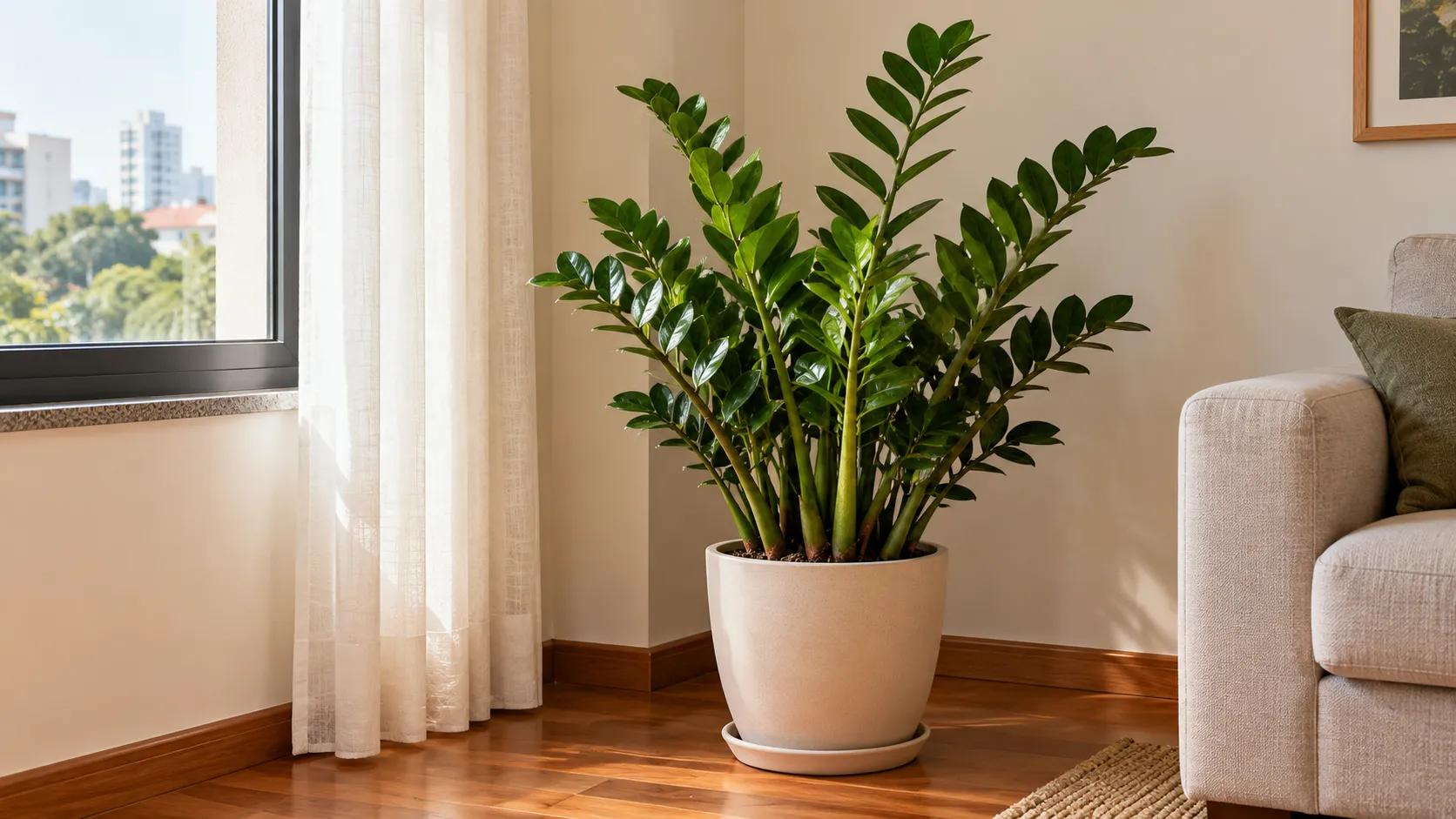 A zamioculca cabe naquele canto da sala, mas será que ele é a melhor escolha? Veja como conciliar o Feng Shui com as necessidades da planta antes de colocá-la longe da janela