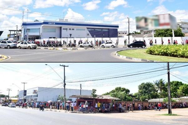 Algumas pessoas estavam desde às 6 horas da manhã desta segunda-feira (27), nas filas de agências bancárias (Foto: Nilzete Franco/Folha BV)