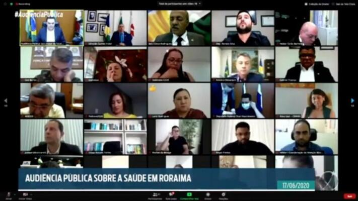 Na audiência estão sendo debatidos vários assuntos como número de leitos disponíveis, abertura do Hospital de Campanha, entre outros (Foto: Reprodução/Youtube/Ale-RR)