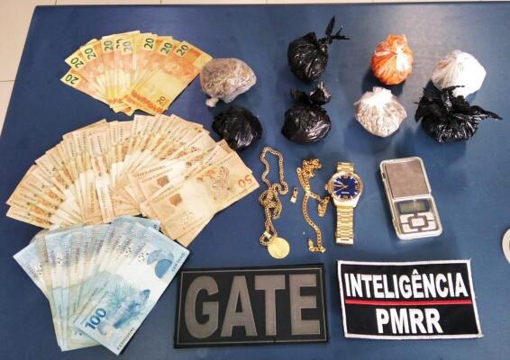 Material apreendido com o suspeito durante a abordagem - Foto: Divulgação/PMRR