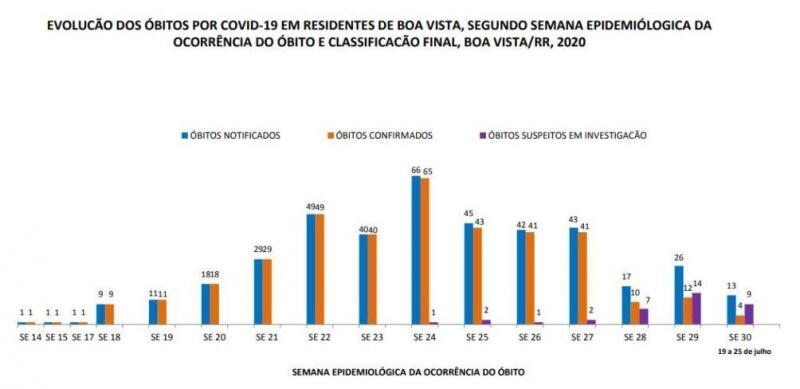 Dados apontam índice de óbitos por semana (Foto: Reprodução PMBV)