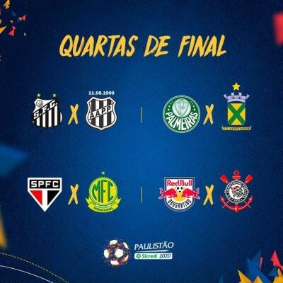 Quartas de final definida. Fonte: Federação Paulista de Futebol-FPF