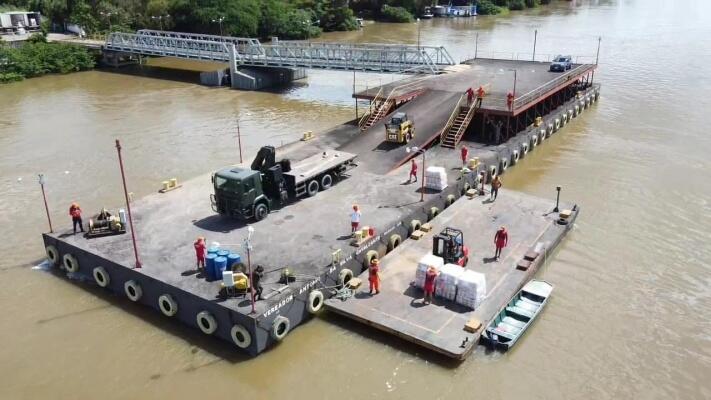 O deslocamento das cestas iniciou neste sábado, 15, pelo porto de Caracaraí. (Foto:Divulgação)