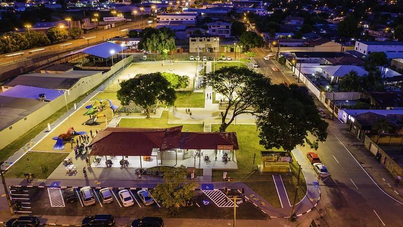 Visão aérea da Praça do Pricumã - Vereador João Rodrigues - Foto: SEMUC/PMBV
