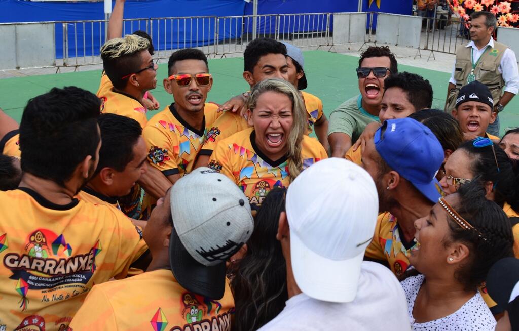 O grupo alcançou a pontuação 89,7 e com a conquista, a quadrilha sobe para o grupo especial (Foto: Eduardo Andrade)