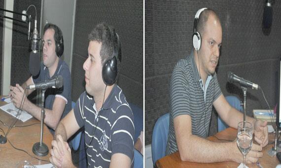 O Presidente da AJE, Vítor Hugo Perin; o diretor financeiro, Bruno César; e o diretor administrativo, Laércio Gentil, estiveram no Agenda da Semana (Foto: Samara Cordeiro)