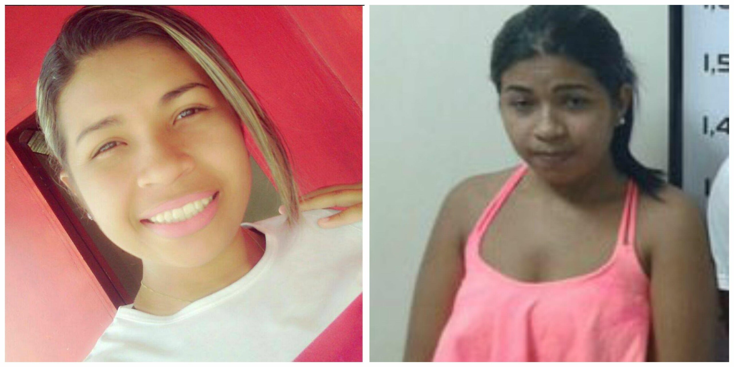 Yara é acusada de roubo e responde por latrocínio. A jovem em dois momentos diferentes
