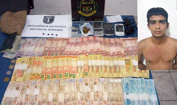 Com o traficante, foram encontrados dinheiro, drogas e celulares (Foto: Divulgação)