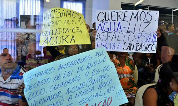 Ocupantes do assentamento Pedra Pintada já fizeram manifestação na Câmara (Foto: Divulgação)