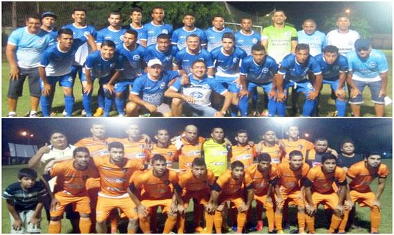 Os Badalados (acima) e Bagaceira (abaixo): no jogo mais importante do Peladão da Lifajc, equipes brigam por R$ 30 mil (Foto: Divulgação/Montagem)