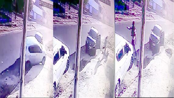 Imagens de uma câmera de segurança da mostram o momento da execução de duas das três vítimas (Foto: Reprodução)