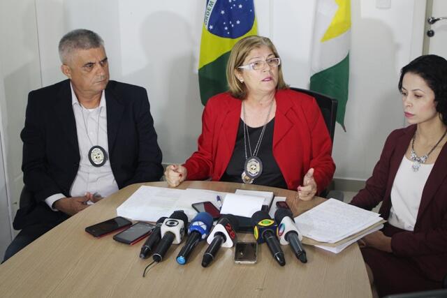 Coletiva de imprensa da Polícia Civil (Foto: Diane Sampaio)