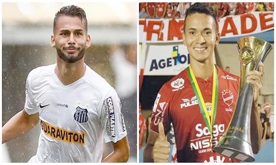 Thiago Maia, do Santos, e Vanílson Lima, do Vila Nova: unidos pela solidariedade (Foto: Santos FC/Divulgação/Montagem)