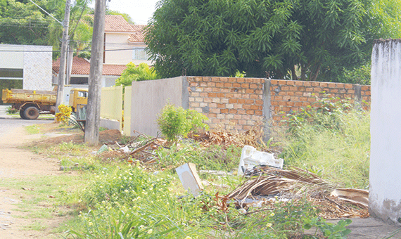 Esse terreno fica no bairro São Pedro, mais a cena se repete em outras áreas no Centro de Boa Vista (Foto: Diane Sampaio)