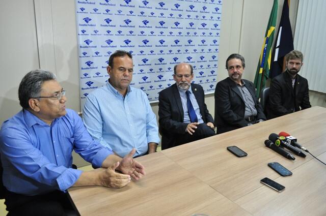 Representantes do fisco municipal, federal e estadual anunciaram o convênio para fiscalizar os contribuintes do Simples Nacional (foto: Rodrigo Sales)